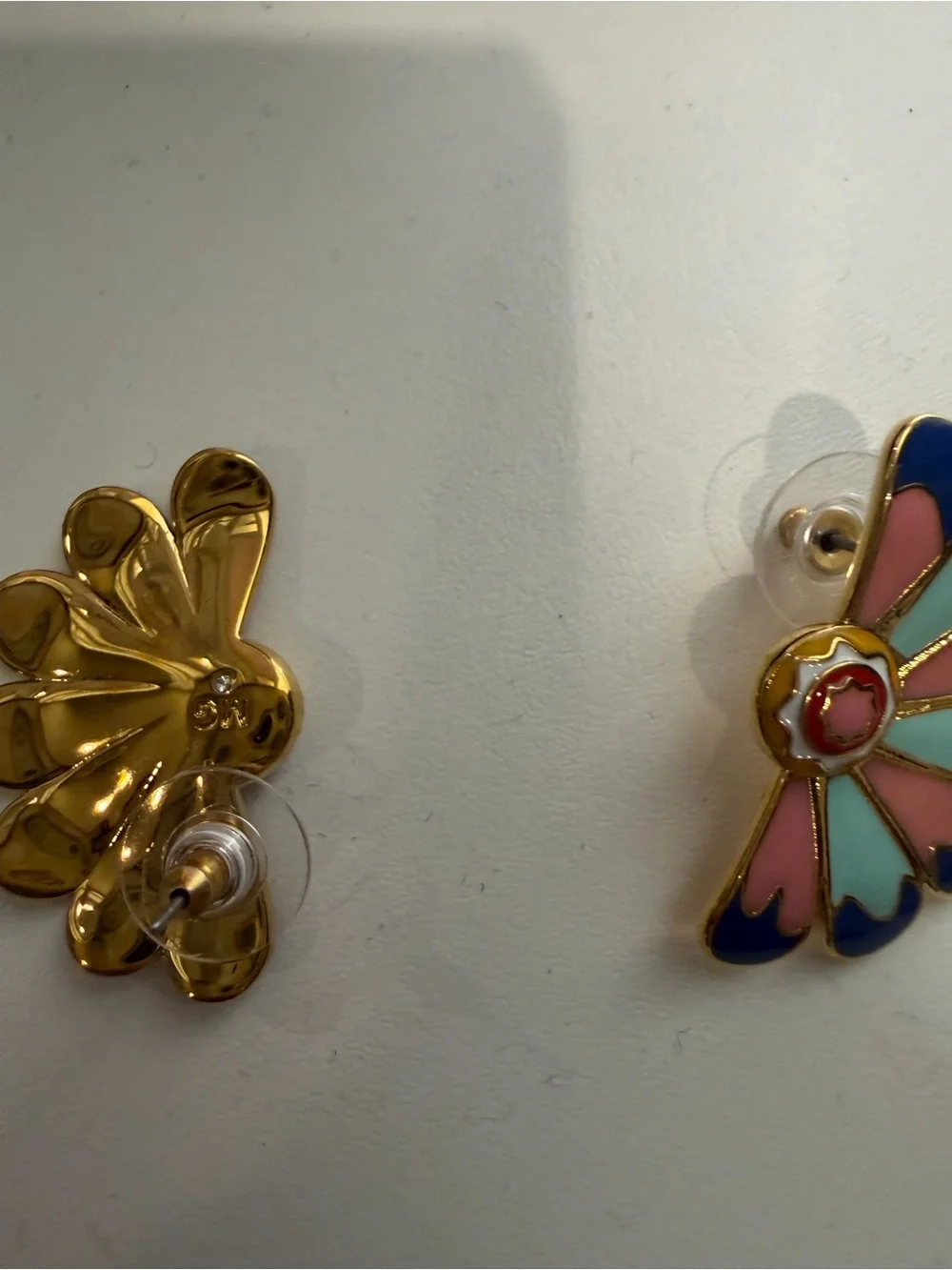 Mignonne Gavigan Pastel Fan Enamel Stud Earrings - Navy, Pink, Mint, Coral